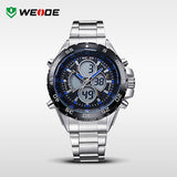 WEIDE Original Men Sports Watch Full Steel Quartz Military Watches Fashion Diver Waterproofed Brand New