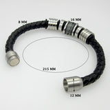 Genuine Leather Bracelet Men Stainless Steel Leather Braid Bracelet With Magnetic Buckle Claps pulseiras masculina