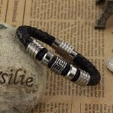 Genuine leather bracelet Great Wall stainless steel cool men leather woven bracelet with magnetic buckle 