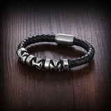 Genuine Leather Cross Stainless Steel Bracelets & Bangles Hiphop Jewelry Fashion Men's Bracelet