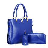 Genuine Leather Solid Purses+Shoulder +Handbag 3 PCS/Set Luxury Women Designer Handbags High Quality Sac a Main Composite Bag