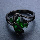 Elegant Black Gold Filled Emerald CZ Ring Vintage Wedding Rings For Women  Christmas Eve Gift Fashion Jewelry 