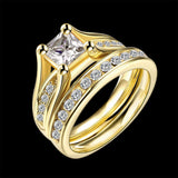 Geometric Design Male Female Yellow Gold Plated Wedding Ring Sets Stainless Steel Rings For Men And Women Jewelry