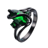 Elegant Black Gold Filled Emerald CZ Ring Vintage Wedding Rings For Women Christmas Eve Gift Fashion Jewelry 