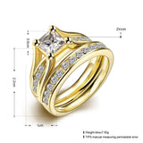 Geometric Design Male Female Yellow Gold Plated Wedding Ring Sets Stainless Steel Rings For Men And Women Jewelry