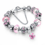 Fashion DIY Crystal&Glass Beads Charm Bracelets For Women Snake Chain Bracelets & Bangles 