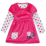 Girl winter dress children floral dress clothing for girls kids princess baby embroidery cartoon pig dress for girls