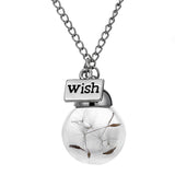 Glass bottle necklace Natural dandelion seed in glass long necklace Make A Wish Glass Bead Orb silver plated Necklace jewelry