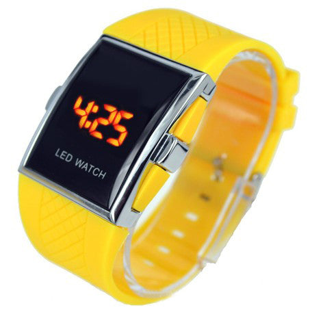 Luxury LED Digital Watch Red & Blue Light Optional Fashion For Men Women's Sports Stainless Steel Wristwatch