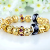 Gold Plated Charm Bracelet & Bangle for Women With High Quality Murano Glass Beads DIY Birthday Gift