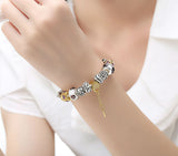 Gold Plated Charm Bracelet Pulseras for Women With High Quality Murano Glass Beads DIY Christmas Gift