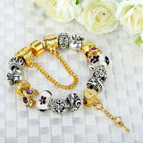 Gold Plated Charm Bracelet Pulseras for Women With High Quality Murano Glass Beads DIY Christmas Gift