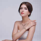 Gold Plated Fine Jewelry Set For Women Beads Collar Necklace Earrings Bracelet Rings Sets Costume Latest Fashion Accessories