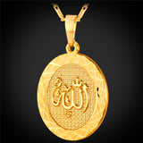 Gold Plated Islamic Allah Pendant Necklace For Women / Men Trendy Islam Charms Necklace Religious Muslim Jewelry 