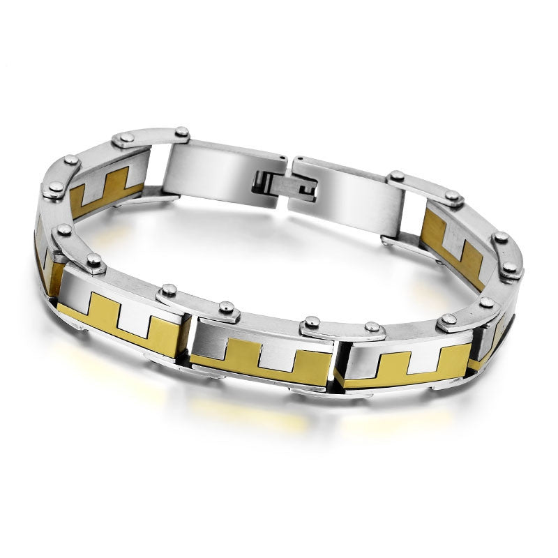 Gold Plated Stainless Steel Bracelets & Bangles Male Jewelry Fashion Punk 224m Length Men Bracelets