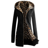Good Quality Winter Warm Fashion Women Lady Long Sleeve Hoodies Sweatshirt Slim Fit Leopard Coat Jacket Outerwear