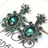 Gorgeous long Women fashion earrings Green White Glass New arrival brand sweet metal stud crystal earrings for women girls