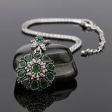 Gorgeous Bohemia Vintage Jewelry Fashion Resin Silver -Plated Women For Pendant Long Necklace Crystal Gifts