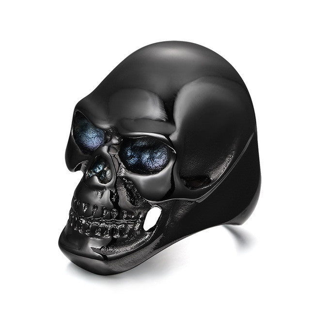 Gothic Men's Biker Titanium Steel Ring Fashion Black Skull Cool Man Finger Rings