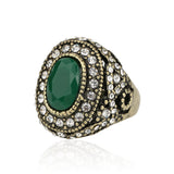 Green Agate Ring European And American Popular Style Bulk Jewelry Lots Wholesale Rings Party Gifts Crystal