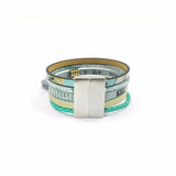 Green leather bracelet Brazilian bracelet magnet buckle Friendship bracelet Bohemian bracelets&bangles 