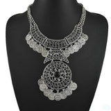 Gypsy Bohemian Vintage Silver Plated Coin Turkish Beachy Bib Statement Necklace Women Necklaces & Pendants Jewelry Colar