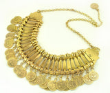 Vintage Gypsy Ethnic Boho Necklaces Retro Metal Carving Coins Vintage Gold And Silver Plated Statement Necklaces For Women Jewelry