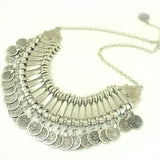 Vintage Gypsy Ethnic Boho Necklaces Retro Metal Carving Coins Vintage Gold And Silver Plated Statement Necklaces For Women Jewelry