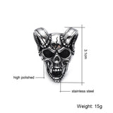 Punk Gothic Titanium Stainless Steel Casting Evil Damn Skull Vampire Goat Ring for Men Jewelry