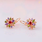 HOT Sell Real 18K Gold Plated Stud Earrings with Multicolor/Silver AAA Zircon For Women Jewelry