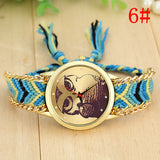Fashion Handmade Braided Owl Friendship Bracelet Rope Watch Women Quartz Wristwatch