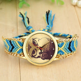 Fashion Handmade Braided Owl Friendship Bracelet Rope Watch Women Quartz Wristwatch