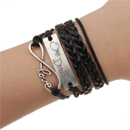 Handmade Charm Bracelet Eiffel Tower Love Anchors Wrap Leather Bracelet pulseira couro bracelets for women