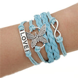 Handmade Charm Bracelet Eiffel Tower Love Anchors Wrap Leather Bracelet pulseira couro bracelets for women