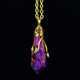Handmade Colorful Wire Wrapped Raw Natural Stone Pendant Necklace For women Amethyst Quartz Dursy Crystal Gem Stone Necklaces