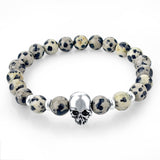 Handmade Tiger Eye Natural Stone Skull Bracelets & Bangles Black Lava Beads Bracelets For Women Men Jewelry