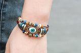 Handmade Color Turkish Eye Leather Adjustable Bracelet Wristband Jewelry Bijouterie Unisex Girls Woman