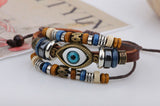 Handmade Color Turkish Eye Leather Adjustable Bracelet Wristband Jewelry Bijouterie Unisex Girls Woman