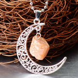 Handmade Natural Amethyst Rose Quartz Antique Bronze Galaxy Moon Pendant Necklace Healing Stone Christmas Gift Jewelry