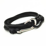 Handmade New Punk Vintage Fish Hook Charm Genuine Leather Bracelets for Homme Men Jewelry Accessories