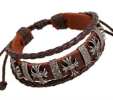 Handmade Vintage Cross Charm Leather Adjustable Bracelet Wristband Jewelry Bijouterie Unisex Girls Woman