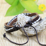 Handmade wrap genuine real leather bracelet men & friendship bangles for women bileklik Pulseira De Couro Masculina femme