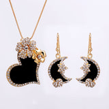 Heart Women Jewelry Set Flower Gold Plated Austrian Crystal Jewelry Sets Necklace Star Earrings