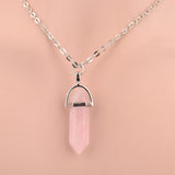 Hexagonal Column Necklace Natural Crystal turquoise Agate Amethyst Stone Pendant Chains Necklace For Women Fine Jewelry 