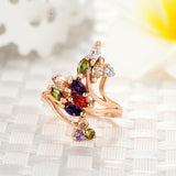 High Quality 18K Gold Plated Finger Ring for Women Party with AAA Colorful Cubic Zircon Famous Brand Jewelry
