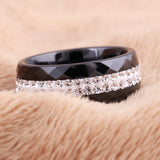 High Qulity Black And White Simple Style Comly Crystal Ceramic Rings for Women