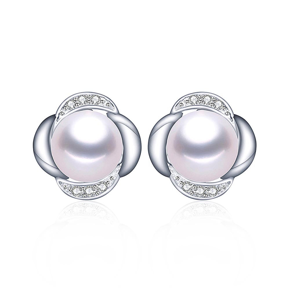 High quality 100% real freshwater pearl earrings for women 925 sterling silver stud earring gift for girlfriend