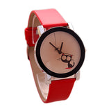 High quality Fashion Simple Women Casual Watch Little Cat Pattern wristwatch for Girl Students Quartz cartoon watch clock hours