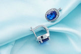 High quality Real platinum Filled Blue AAA+ Cubic Zirconia Street fashion shoot Hoop Earrings dangler For Woman 