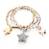High Qualiry Crystal Bracelets Bangles For Women Hot Sale Gold Silver Plated Round Bracelet Elastic Charm Pulseras 
